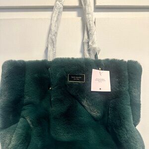 Kate Spade Emerald Faux Fur Tote with long handles